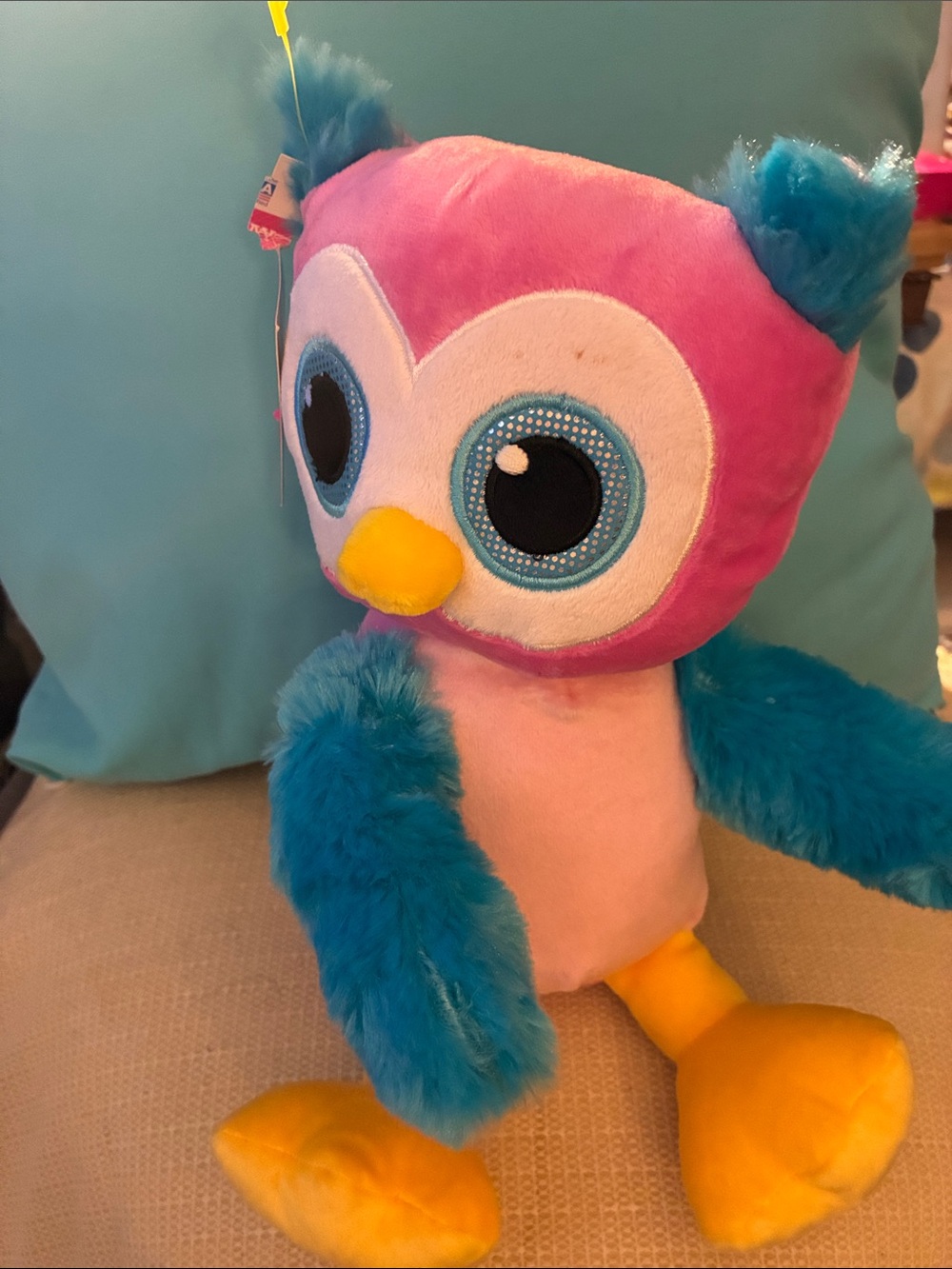 Astrid Progressive Plush Pink and Blue Owl Stuffed Animal - Soft Plush Toy-NWT